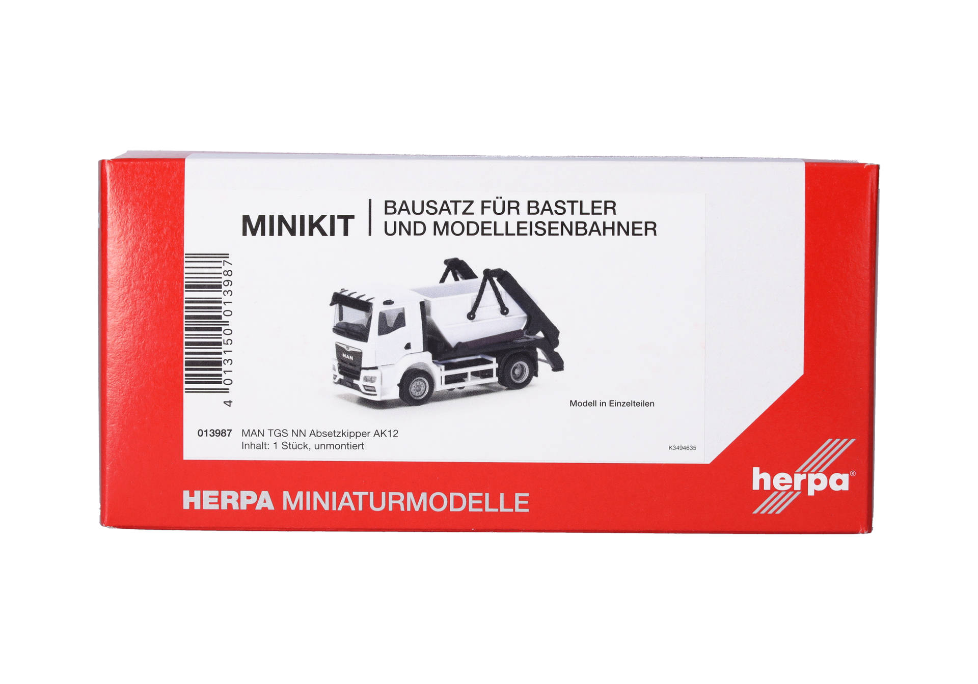 Herpa MiniKit: MAN TGS NN skip loader AK12, white