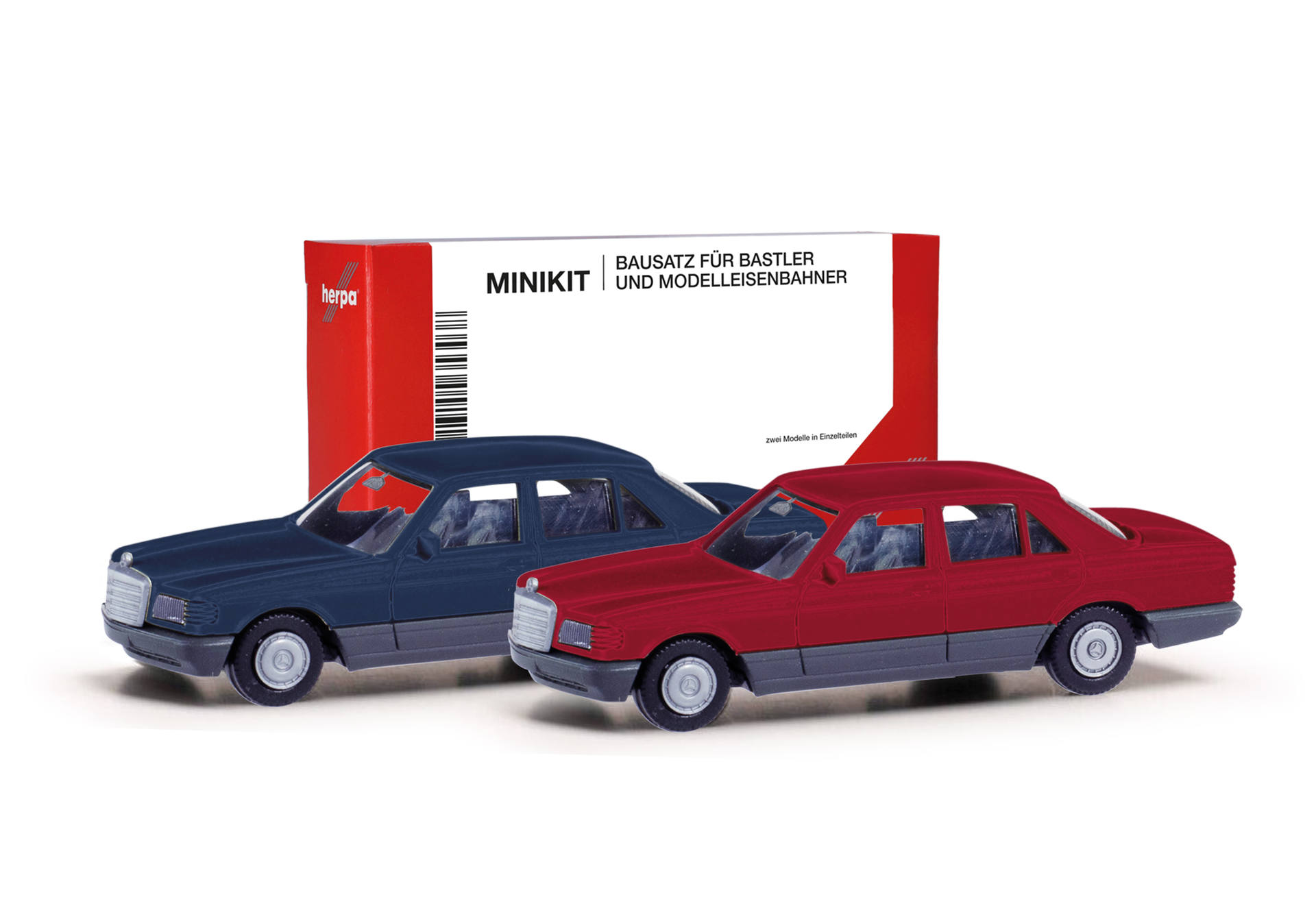 Herpa MiniKit: Mercedes-Benz S-class (W126), saphire blue and wine red, 2 pieces