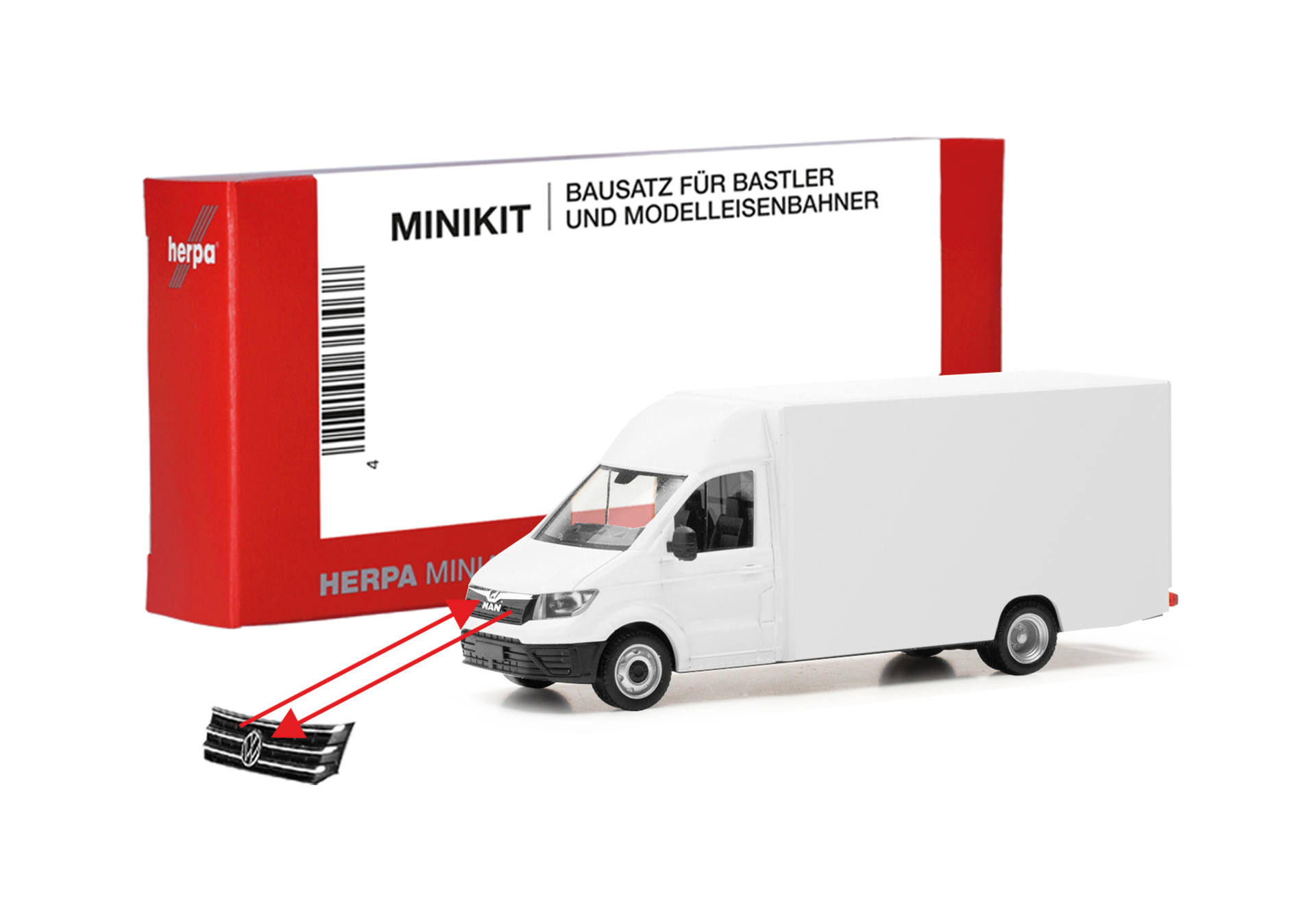 Herpa MiniKit: MAN TGE/VW Crafter, package distribution vehicle, white