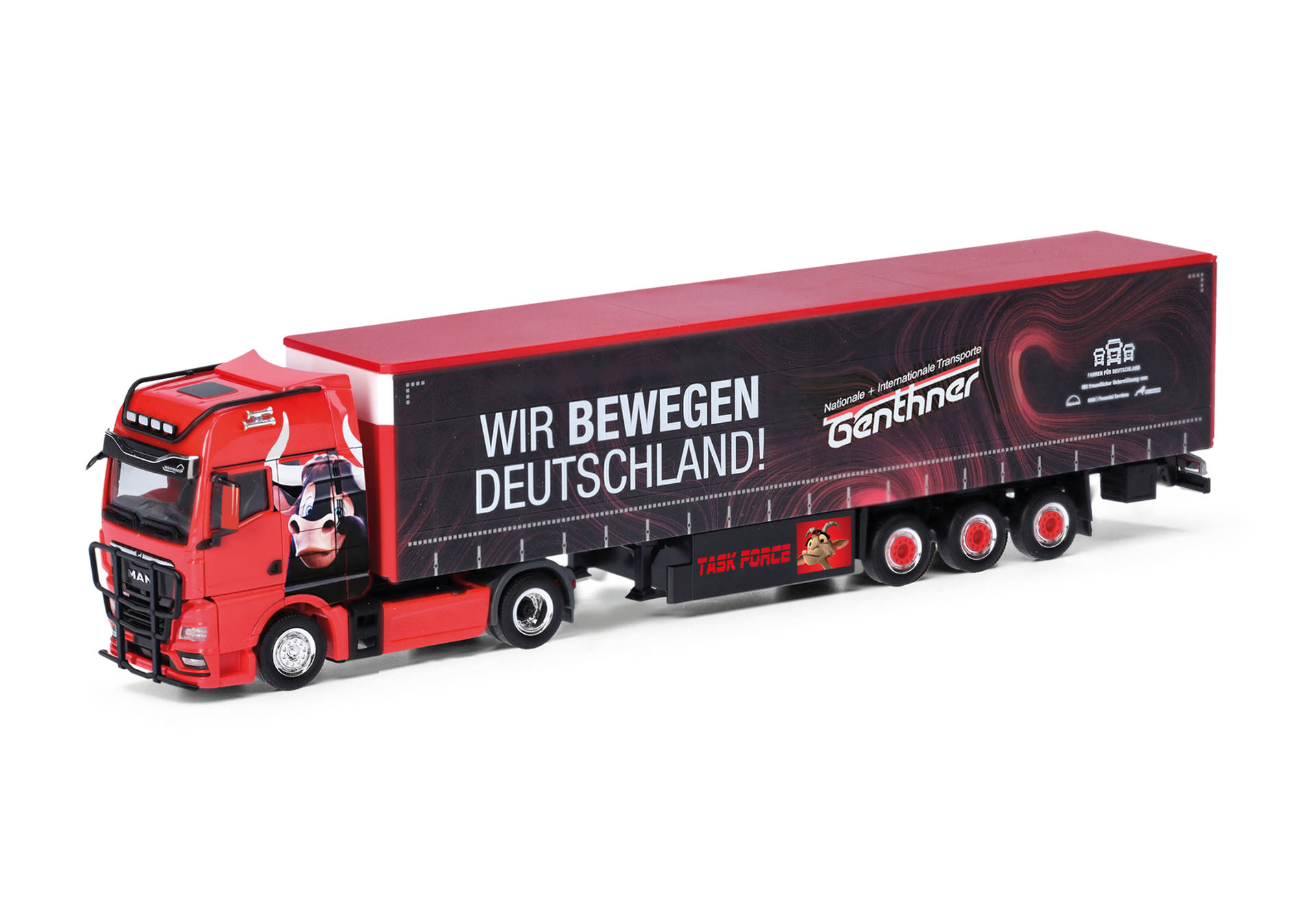 MAN TGX GX curtain canvas semitrailer truck "Genthner/We move Germany" (Baden-Wuerttemberg/Oberderdingen)