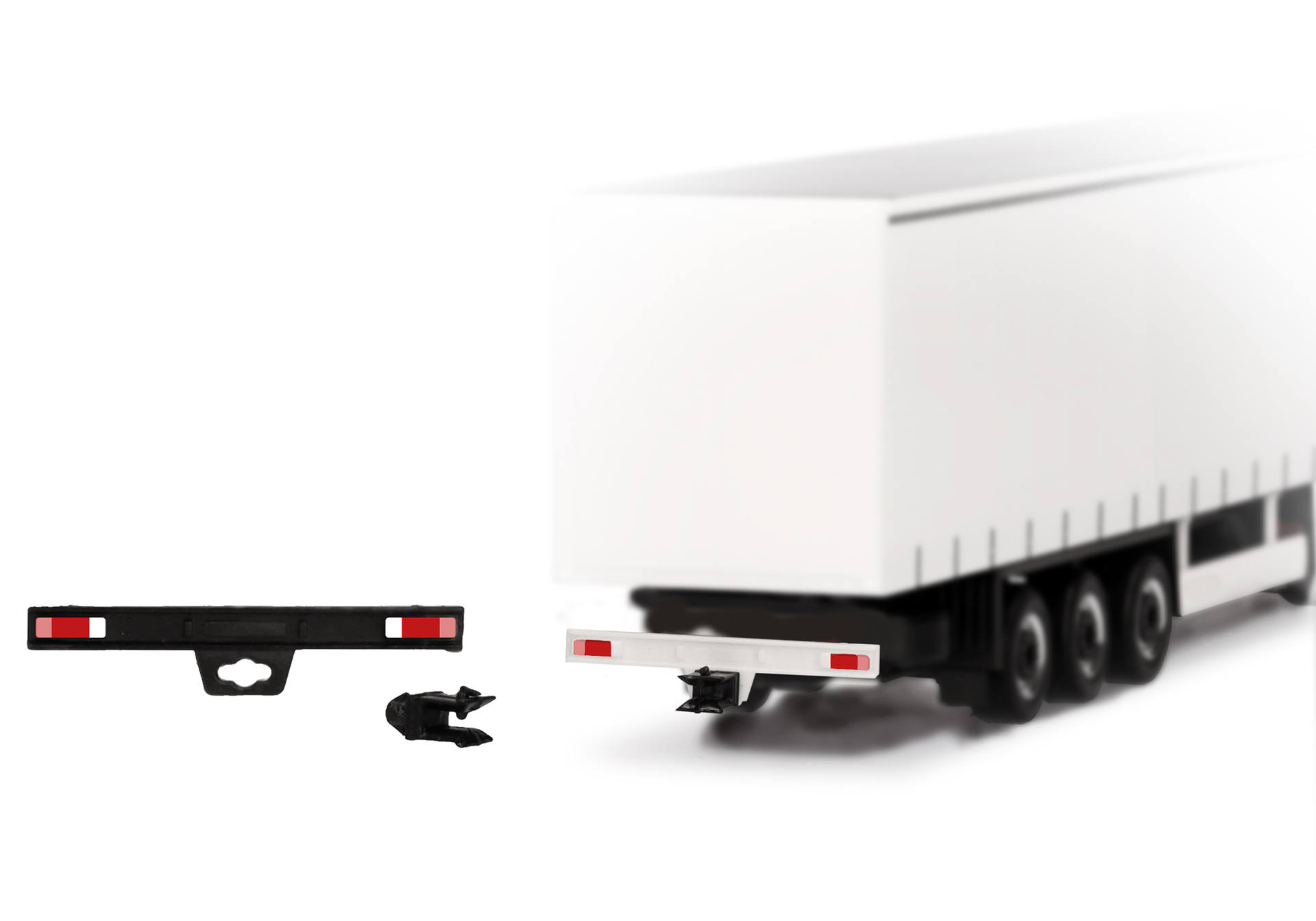 Accessories: rear bumper for trucks with coupling (2x white, 2x black, with decorated)