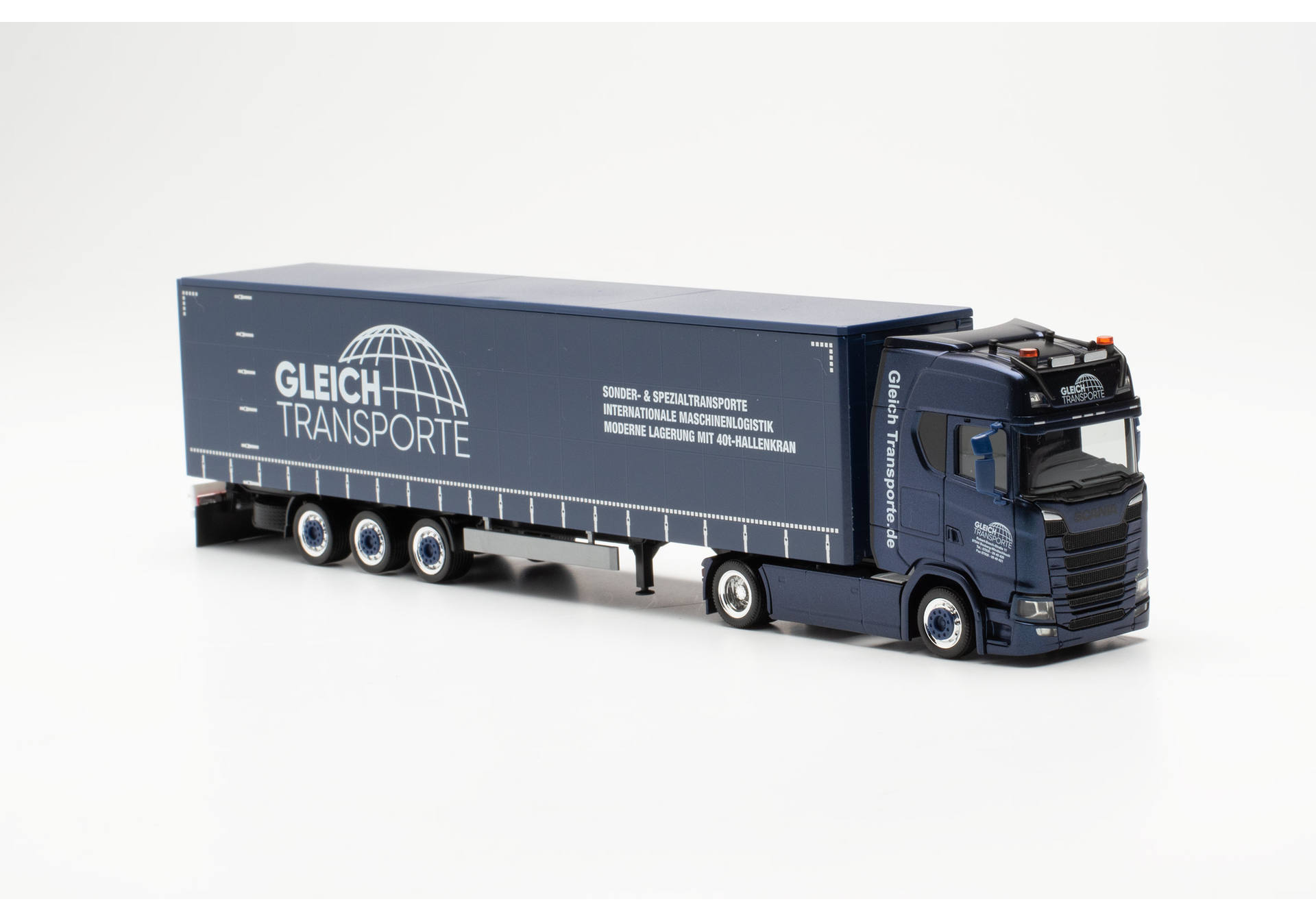 Scania CS20 HD curtain canvas semitrailer truck „Gleich Transporte“