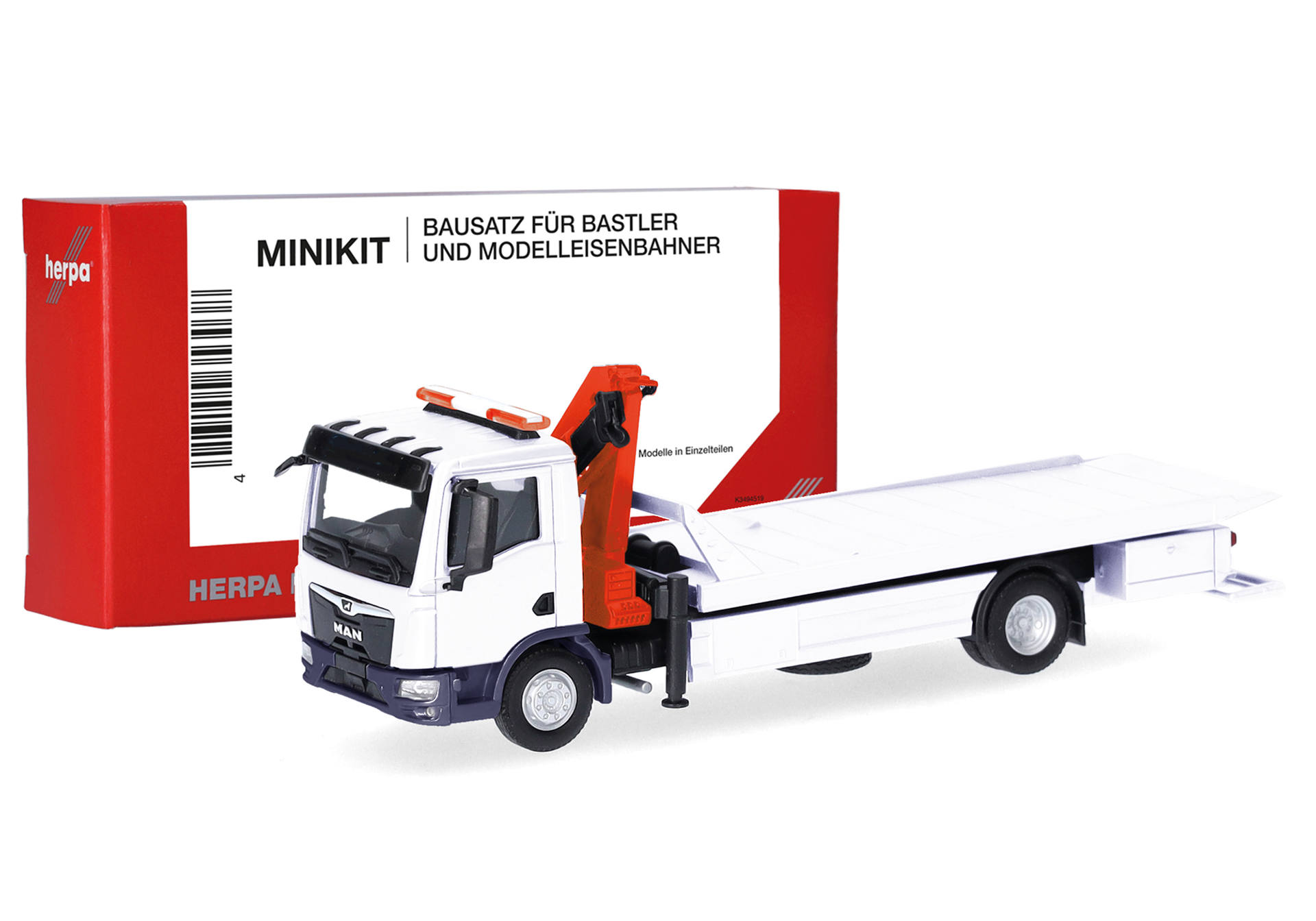 Herpa MiniKit: MAN TGM Plateau-Abschlepp-LKW mit Kran (1 Stück)