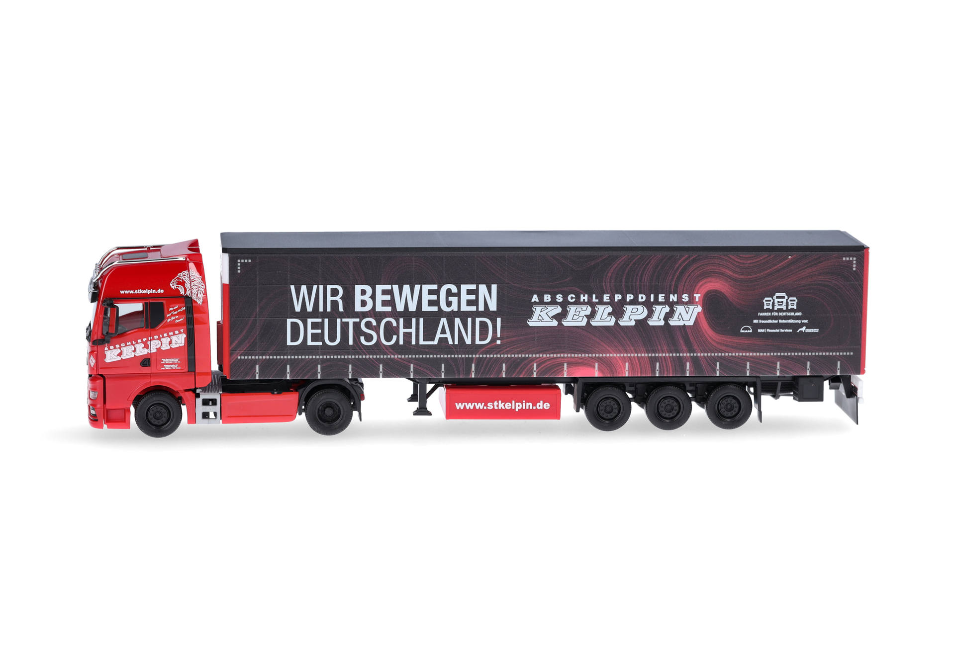 MAN TGX GX curtain canvas semitrailer truck "KELPIN/Wir bewegen Deutschland" (Saxony/Geilsdorf)