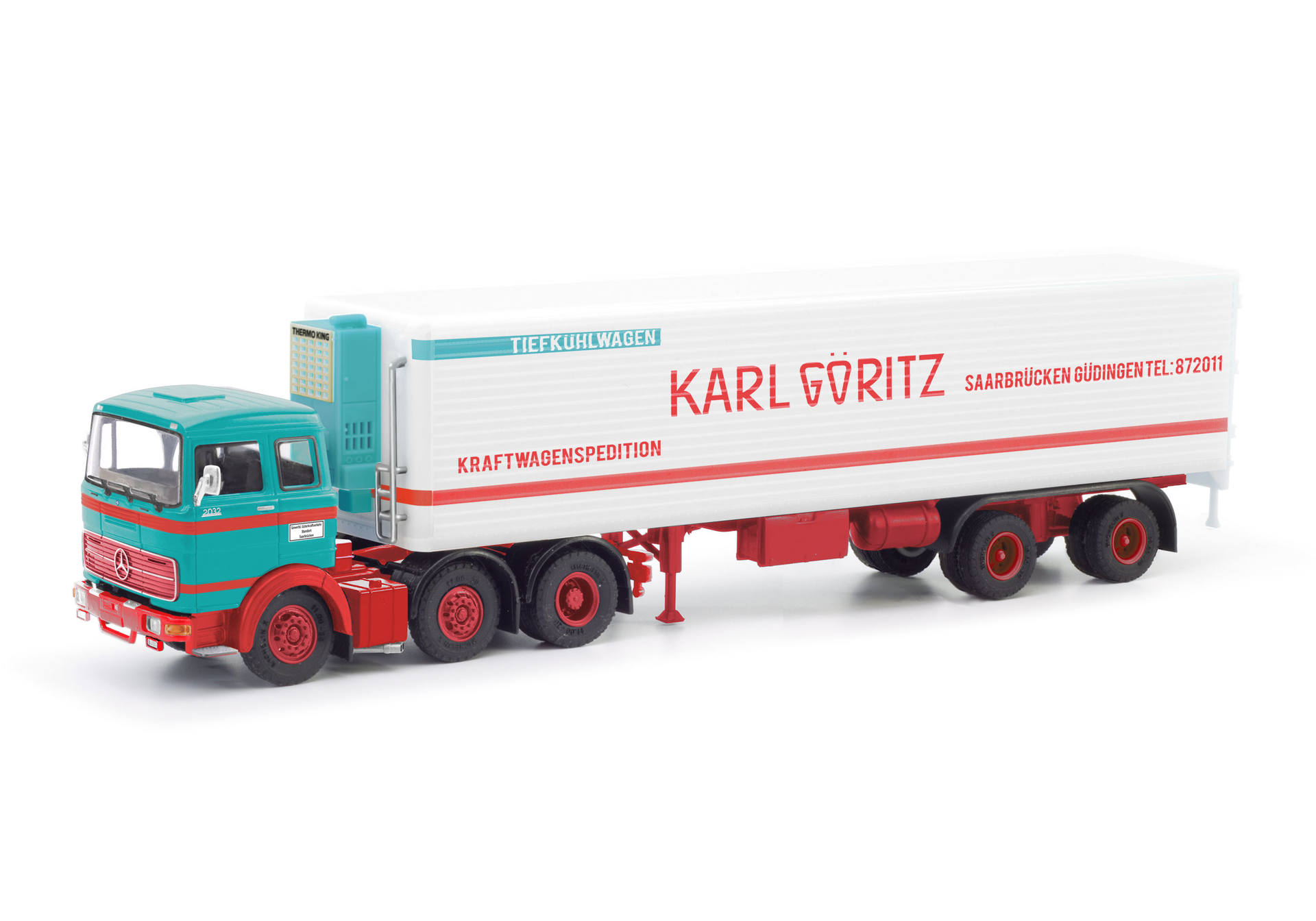 Mercedes-Benz LPS 2032 refrigerated box semitrailer truck "Karl Göritz"