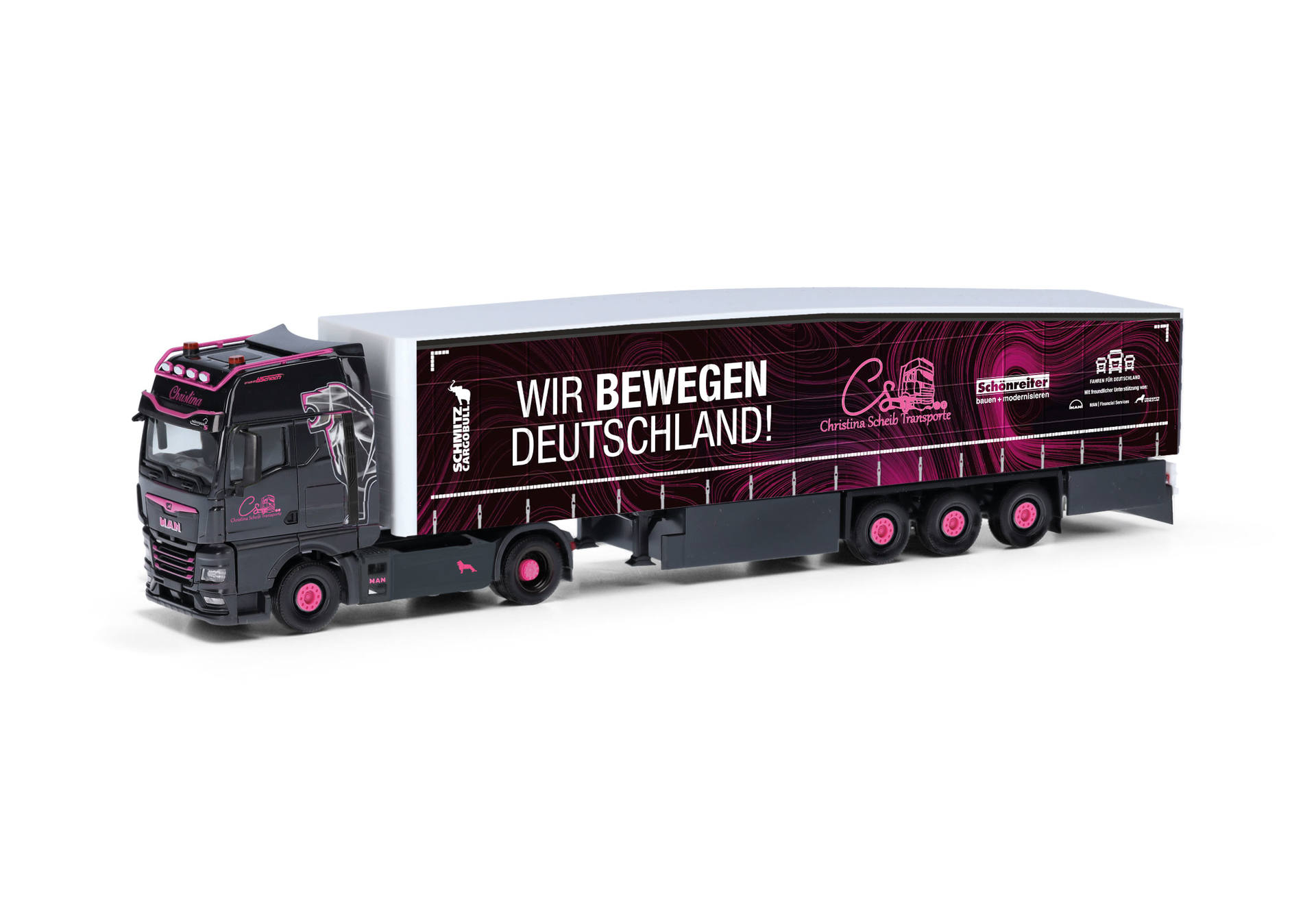 MAN TGX GX Ecoflex semitrailer truck "Christina Scheib/Wir bewegen Deutschland"