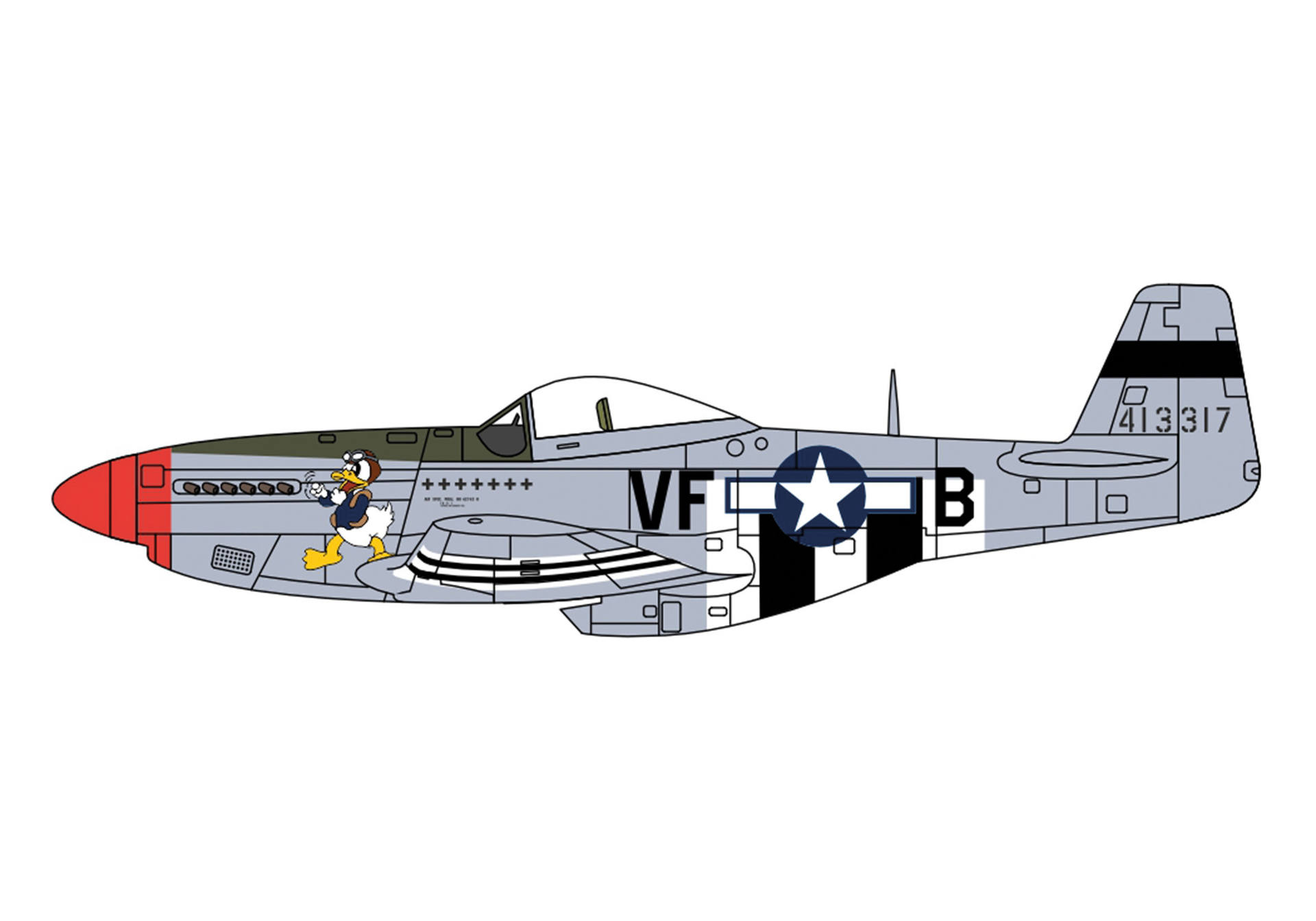 P-51 Mustang - Capt.D.R.Emerson, 336th FS, 4th FG, 8th AF, Debden UK 1944 - 413317 / VF-B