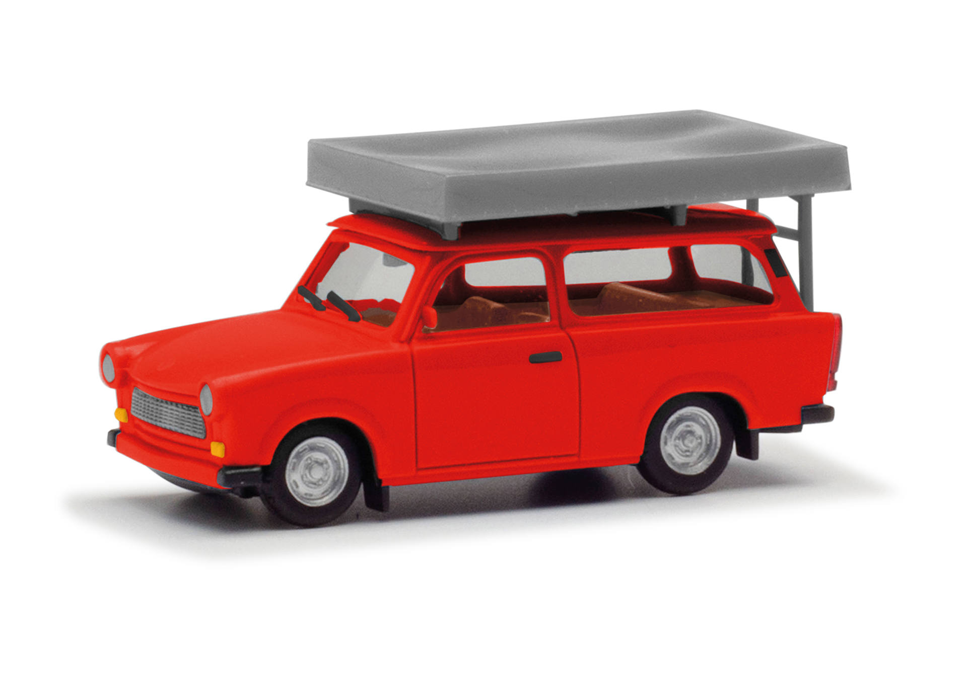 Trabant 601 Universal, knallrot mit Dachzelt