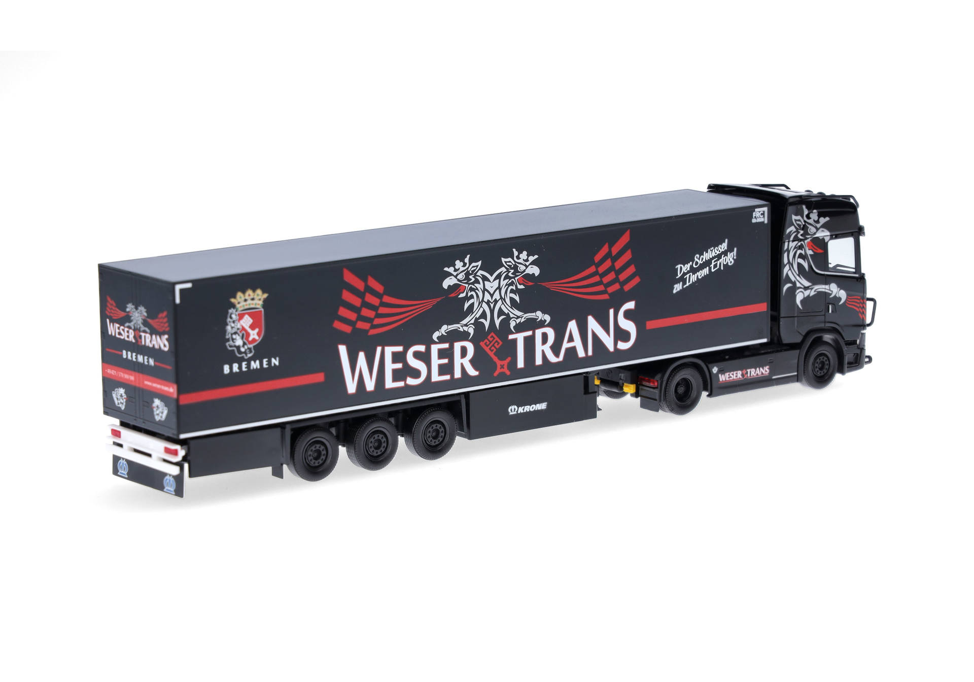 Scania CS20 HD refrigerated box semitrailer truck "Weser-Trans Bremen" (Bremen)