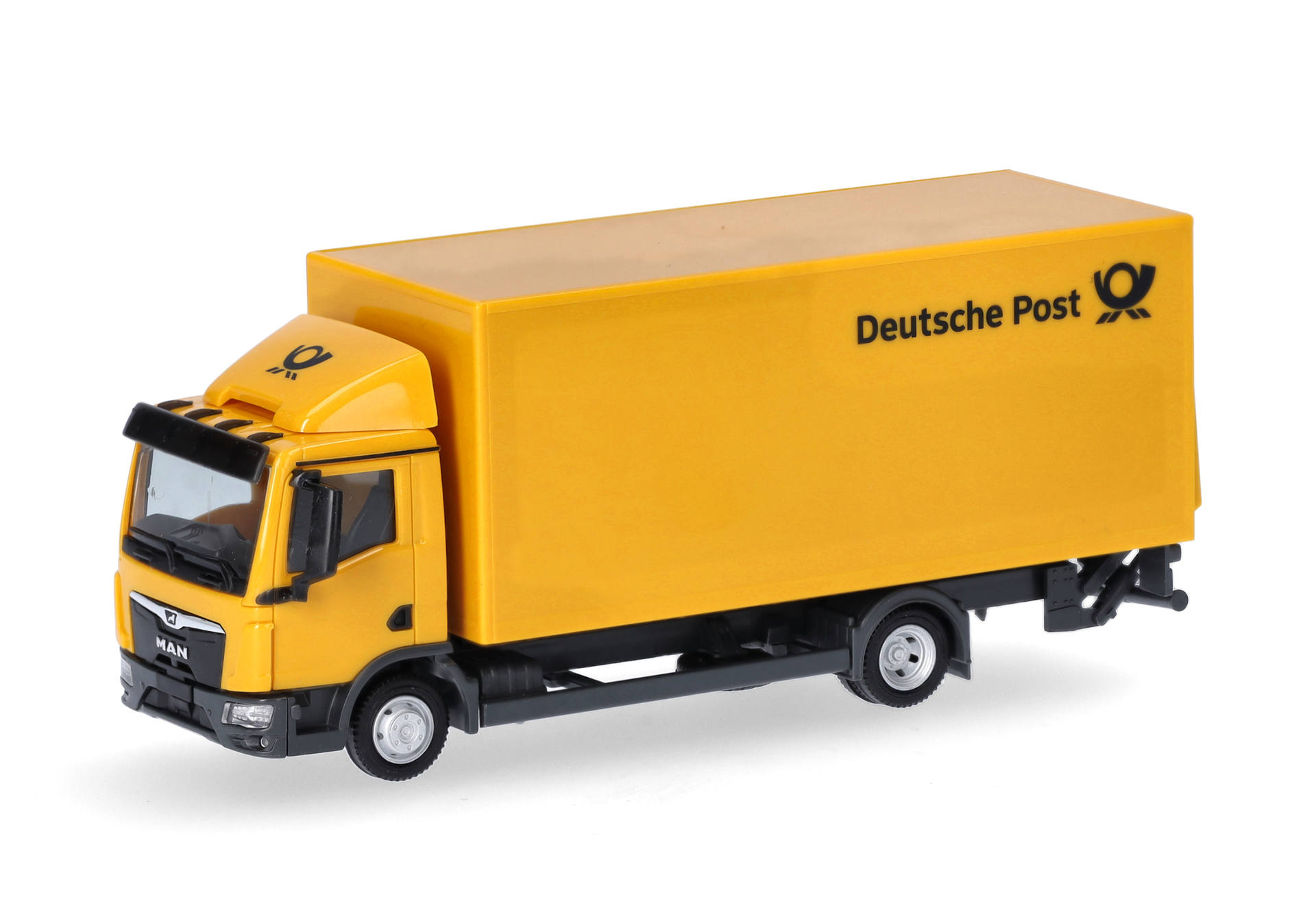 MAN TGL box truck with loading platform "Post"