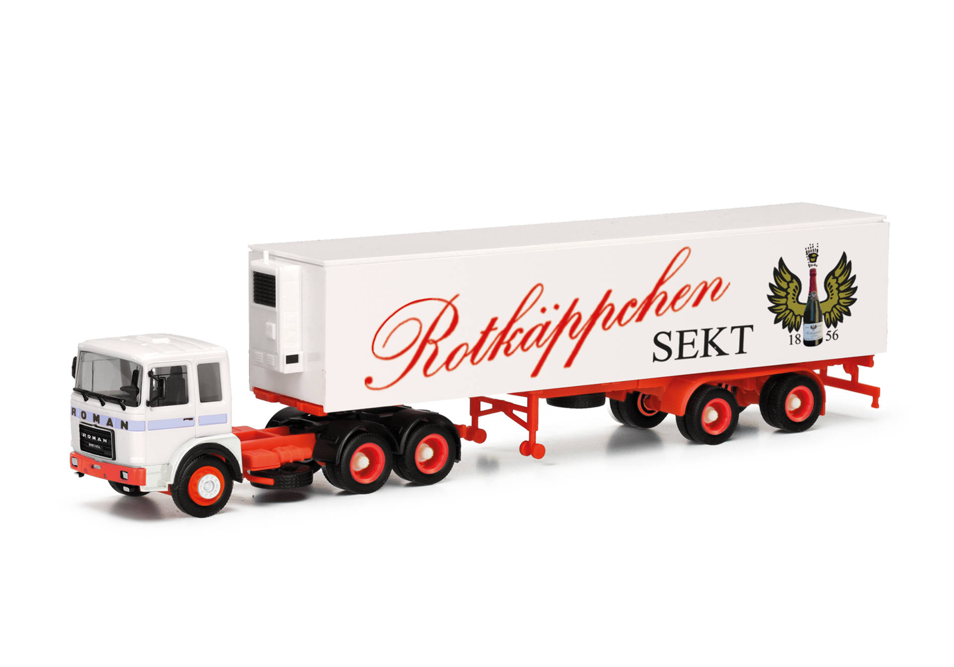 Roman Diesel 6x4 refrigerated box semitrailer truck "Rotkäppchen Sekt" (Saxony-Anhalt/Freyburg)