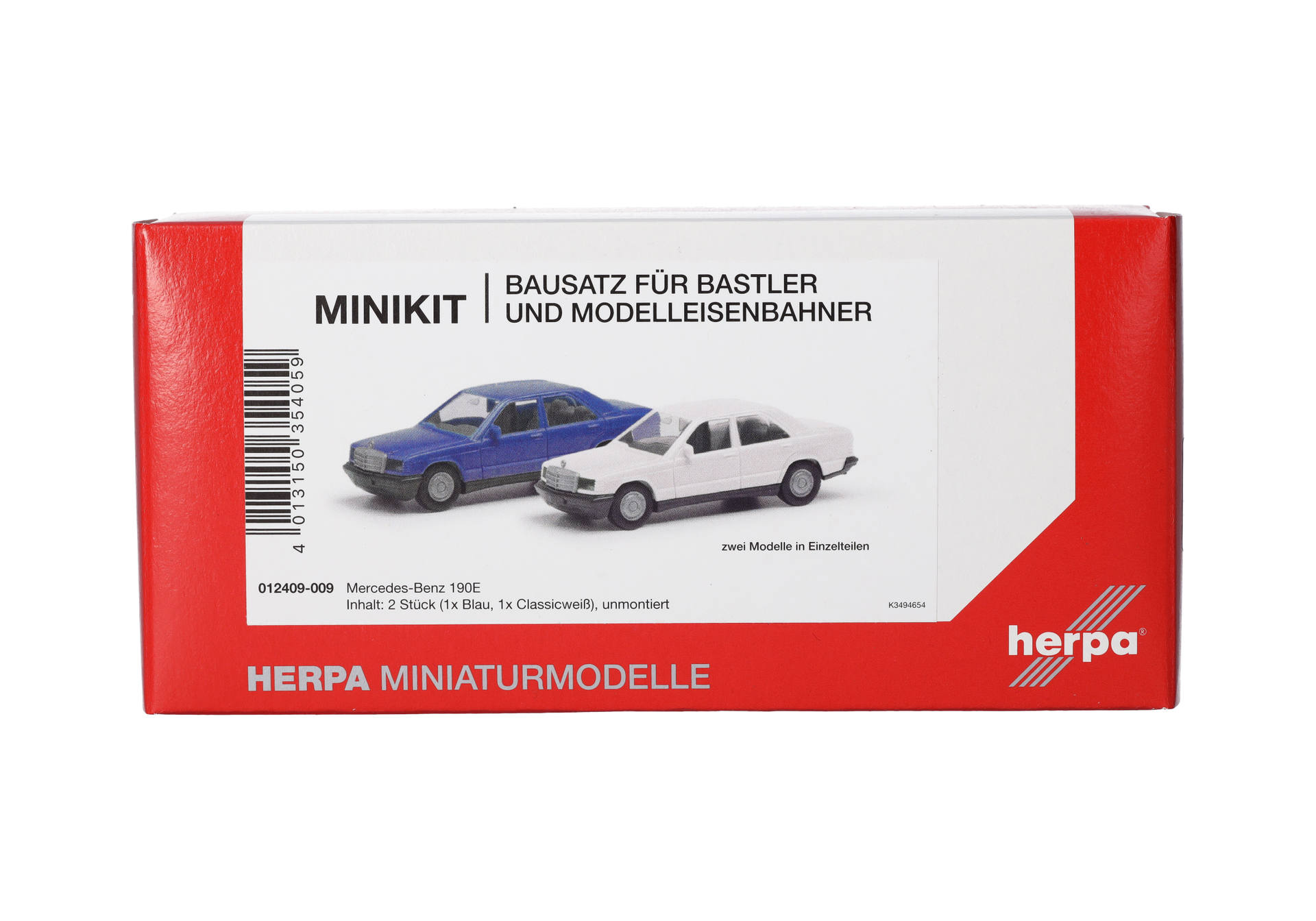 Herpa MiniKit: Mercedes-Benz 190E, 2er-Set, Labradorblau/Classicweiß