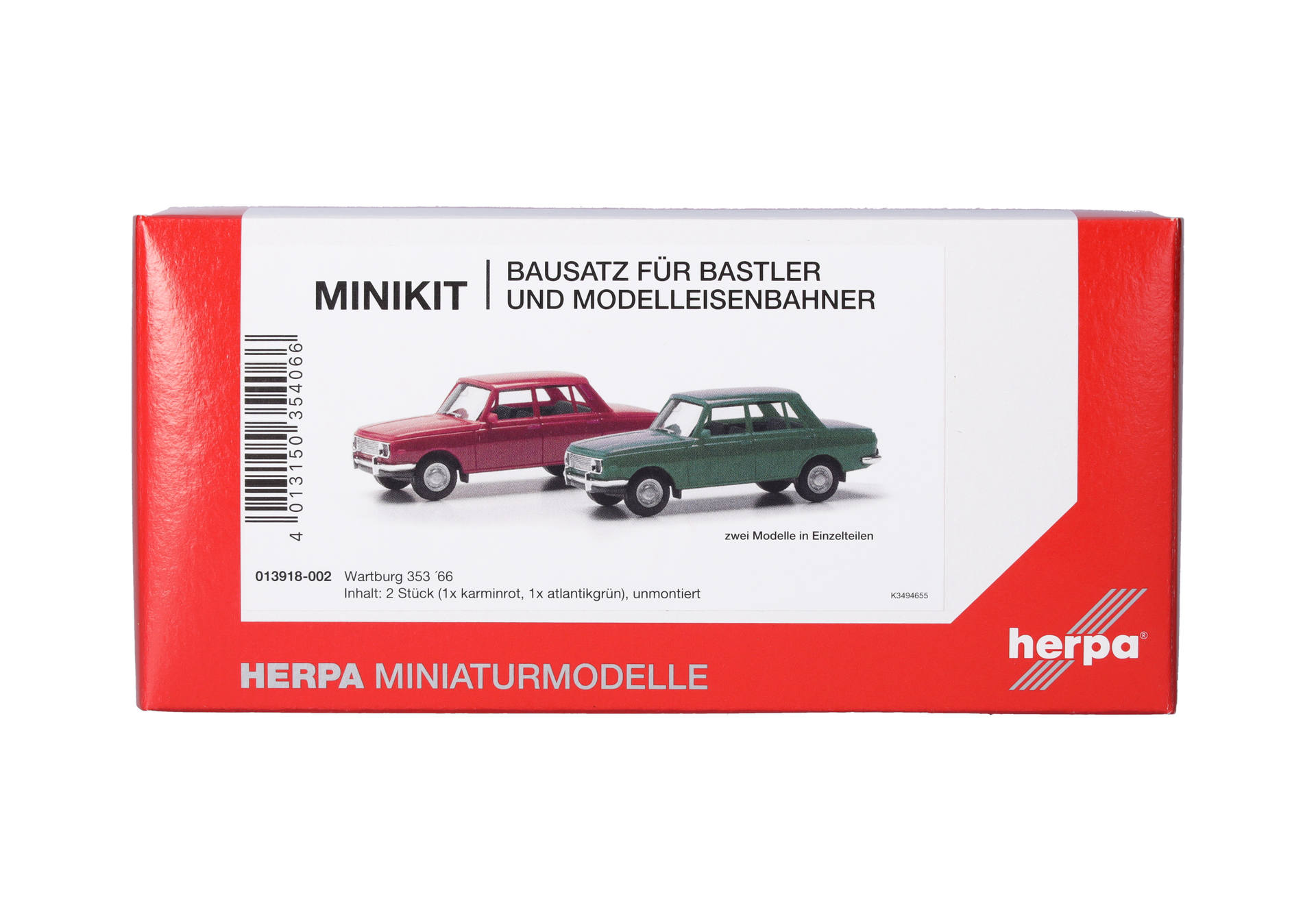 Herpa MiniKit: Wartburg 353 '66, 2er-Set, Karminrot/Atlantikgrün