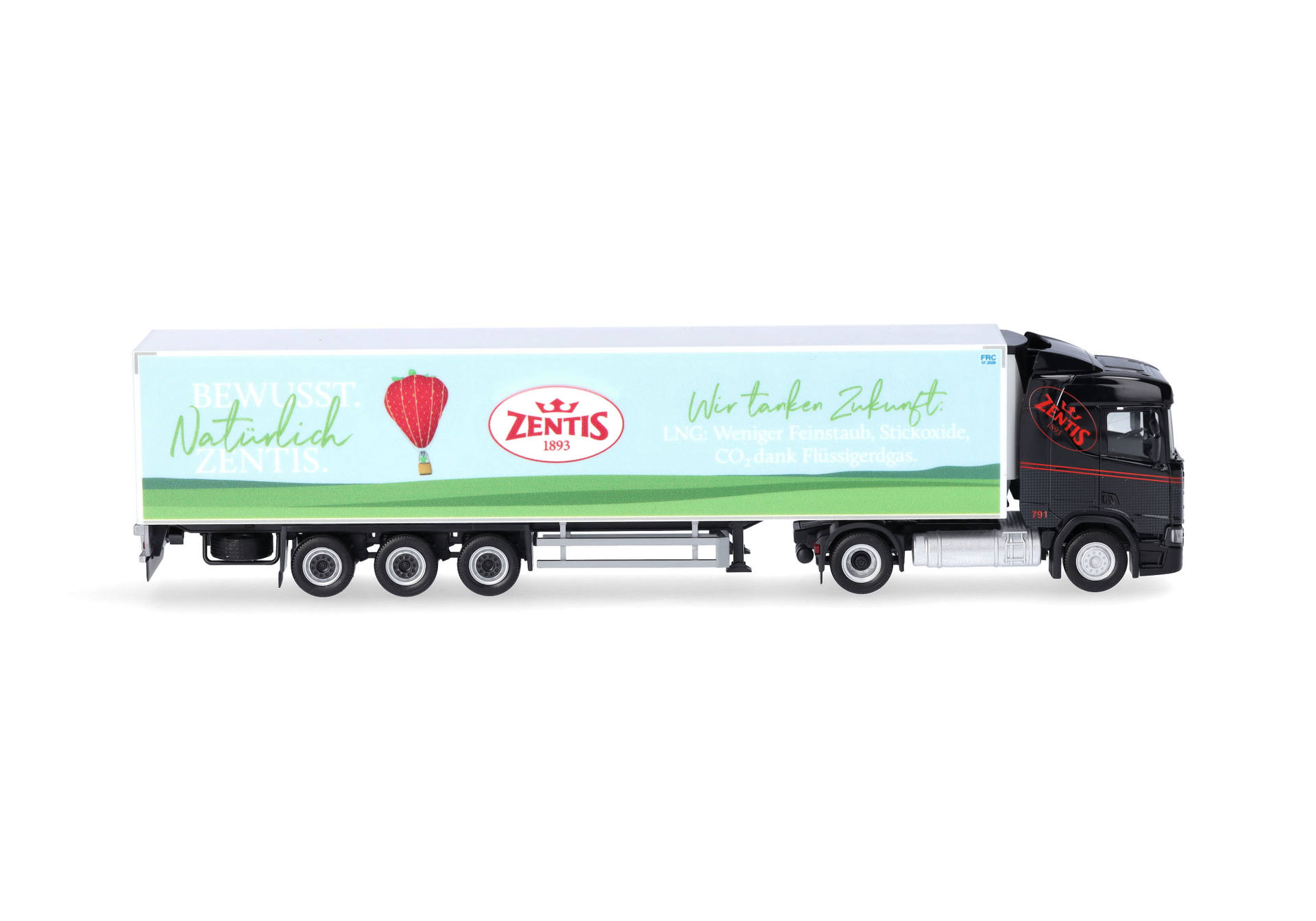 Scania CR20 ND LNG refrigerated box semitrailer truck "Zentis" (North Rhine-Westphalia/Aachen)