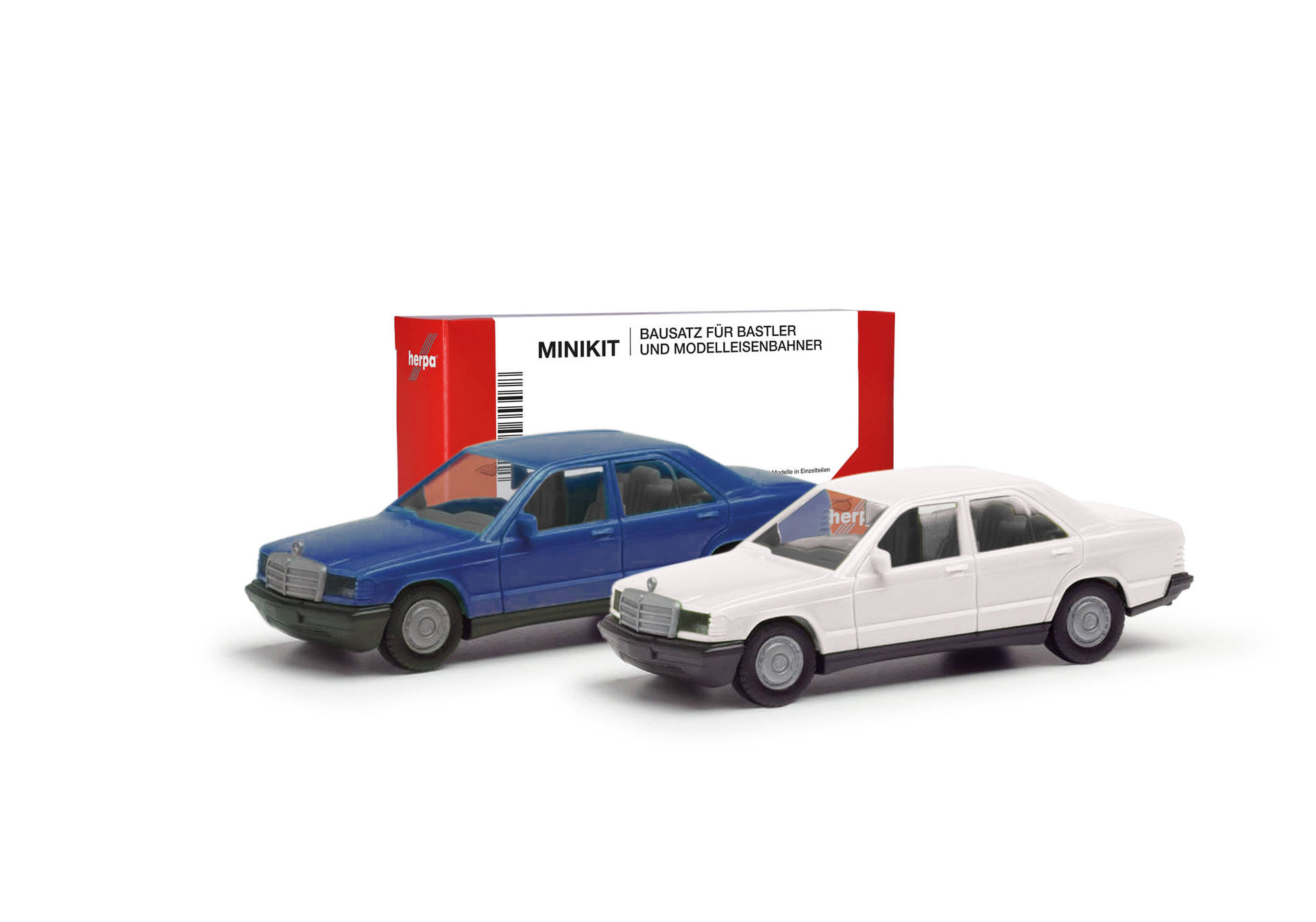 Herpa MiniKit: Mercedes-Benz 190E, set of 2, labrador blue/classic white