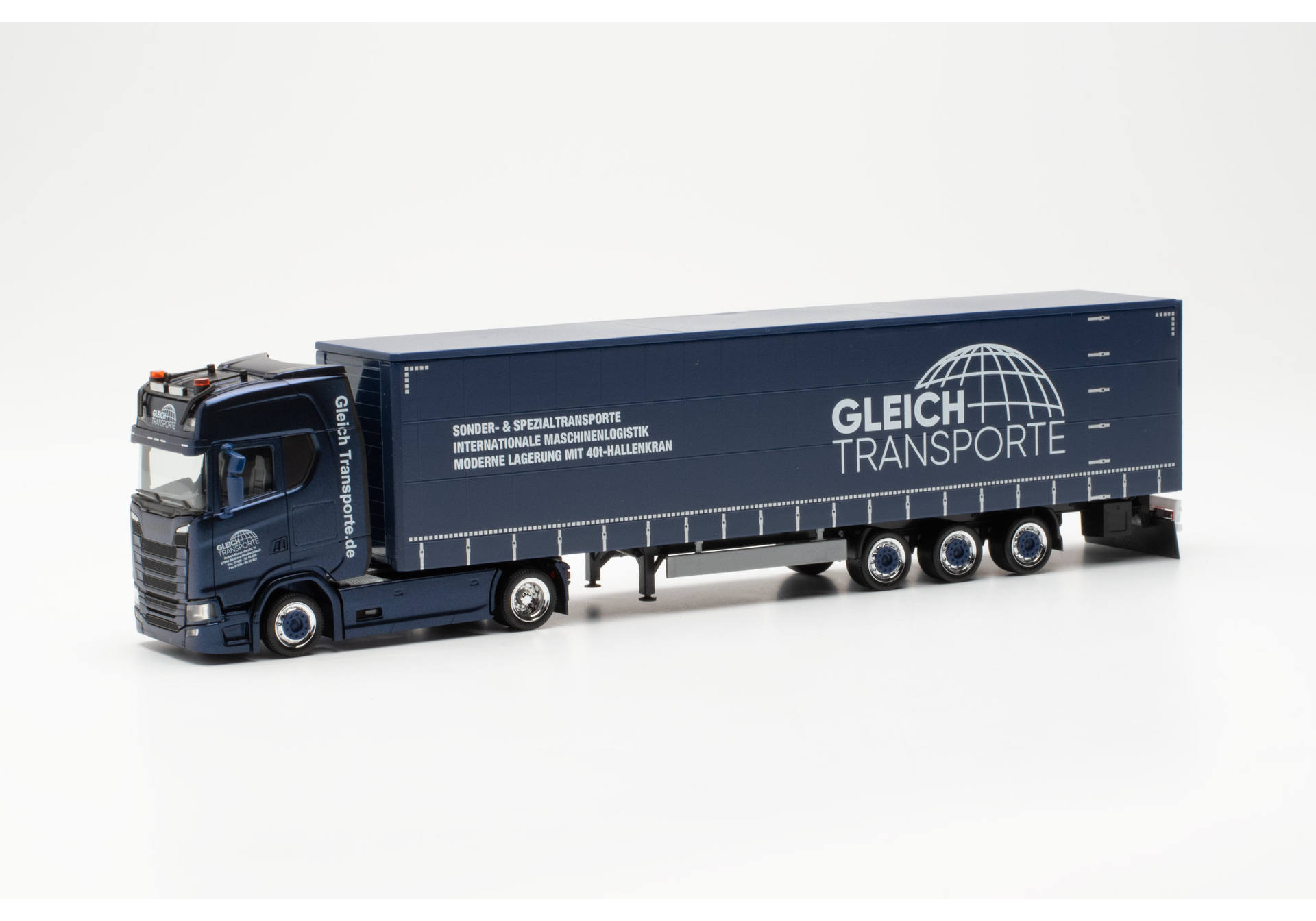 Scania CS20 HD curtain canvas semitrailer truck „Gleich Transporte“