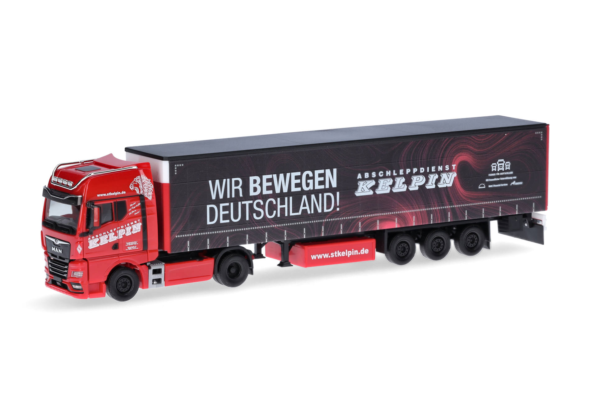 MAN TGX GX curtain canvas semitrailer truck "KELPIN/Wir bewegen Deutschland" (Saxony/Geilsdorf)