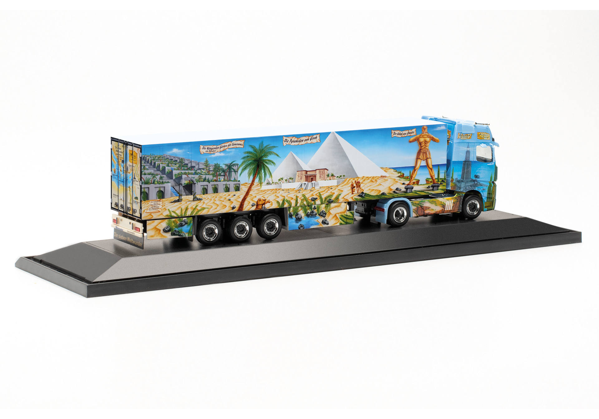 Mercedes-Benz Actros refrigerated box semitrailer truck “Herpa World  History 3.2, the 7 Wonders of the World”