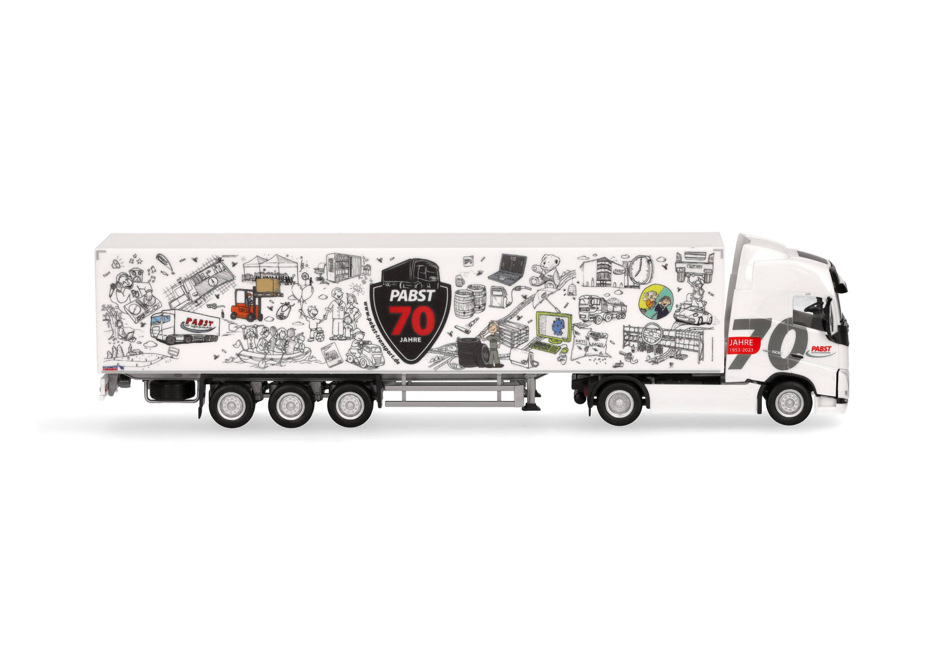 Volvo FH GL 2020 curtain canvas semitrailer truck "70 years Pabst Transport" 