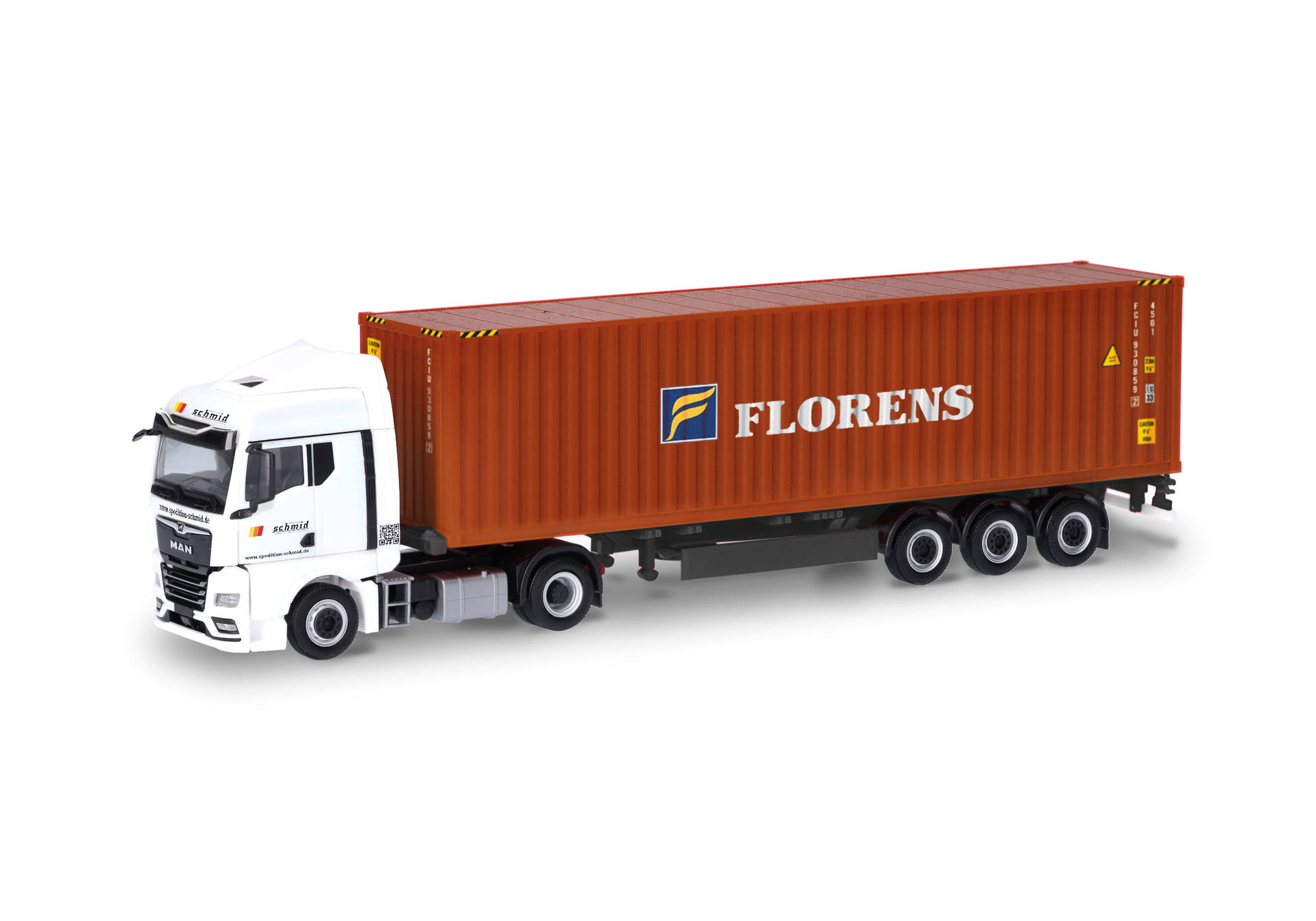 MAN TGX GM container semitrailer truck "Schmid/Florens"