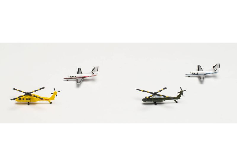 Herpa Helicopter and Bizjet set (2+2) 535939